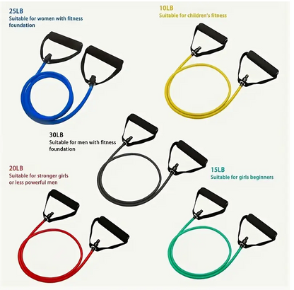 Set premium of 5 Durable Resistance Bands – 10lb to 30lb